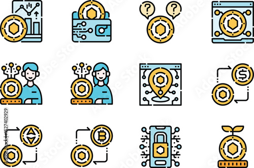 Cryptocurrency Icons  A Comprehensive Set of Vector Illustrations for Blockchain, Fintech, and Digital Currency Projects
