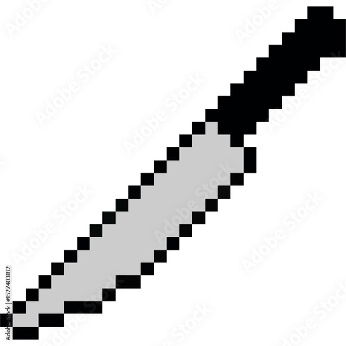Pixel kitchen knife icon vector for cooking utensils in a retro, digitized style. It's ideal for culinary apps, food blogs, or vintage-themed kitchen designs.