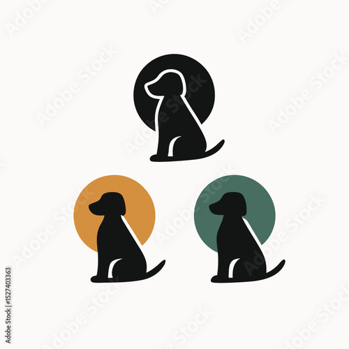 Minimalist Dog Logo Design Three Color Variations for Pet Businesses