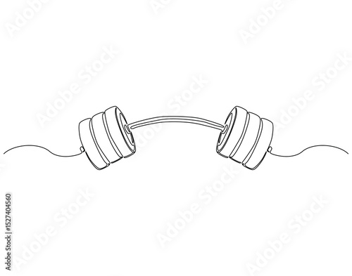 Continuous one line drawing of dumbbell. One line drawing illustration of dumbbell. Training, fitness concept single line. Editable outline