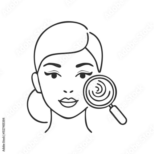 Dermatology Examination of Woman Face Skin Icon.