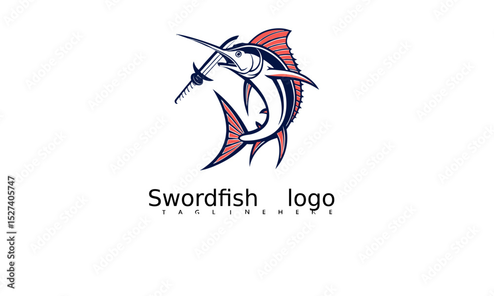 Fototapeta premium Clean and Professional Swordfish Marlin Logo Vector Design for Nautical Brand Identity. Great for Sport Fishing Clubs, Coastal Apparel Logos, and Marine Product Branding.