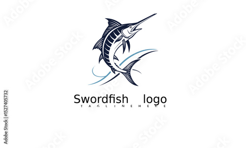 Majestic Marlin Swordfish Logo Vector Template for Sea Adventure Branding. Perfect for Outdoor Sport Gear, Fishing Tournaments, and Coastal Company Identity.

