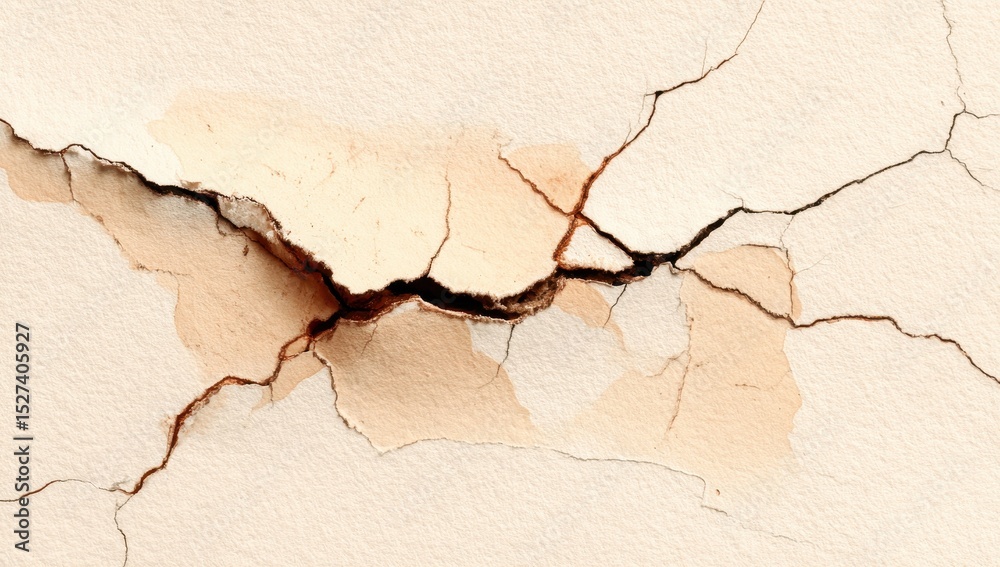Fototapeta premium Cracked beige wall surface