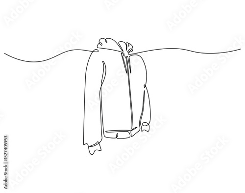 Continuous one line drawing of hoodie. One line drawing illustration of blank hoodie. Casual wear, sport, fashion concept single line. Editable outline