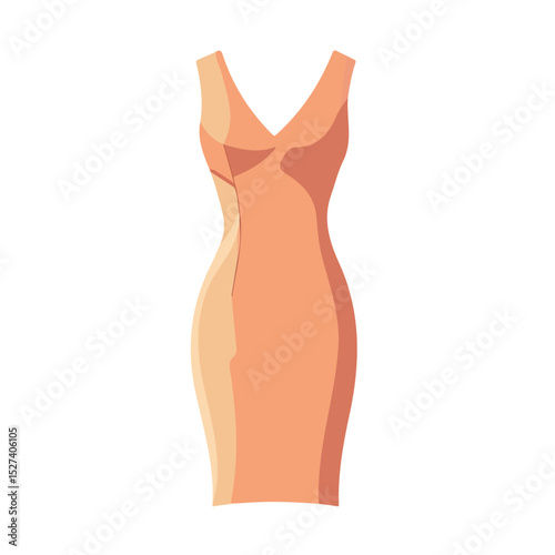 Sheath Dress vector 2D flat illustration, isolated on a white background.