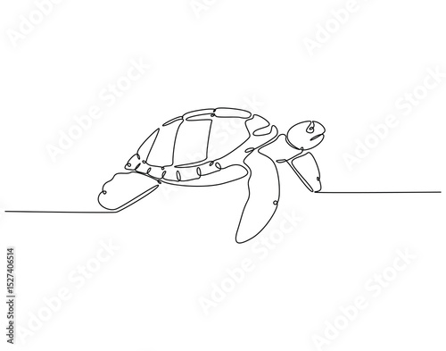 Continuous one line drawing of sea turtle. One line drawing illustration of sea turtle. World sea turtle day concept single line. Editable outline