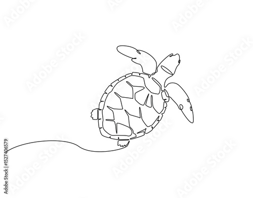 Continuous one line drawing of sea turtle. One line drawing illustration of sea turtle. World sea turtle day concept single line. Editable outline