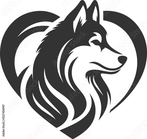 Husky dog vector illustration silhouette drawing