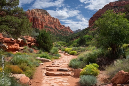 Scenic desert pathway on white background