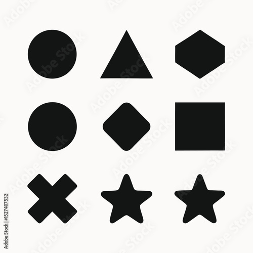 Basic Geometric Shapes Circle, Triangle, Square, Star, Hexagon, and More