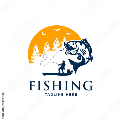 fishing bass fish logo design