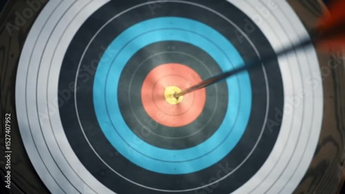 Precision Archery Arrow Striking the Bullseye Target