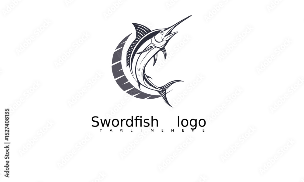 Fototapeta premium Simple Yet Strong Marlin Swordfish Logo Vector with Coastal Branding Style. Ideal for Fishing Gear Identity, Outdoor Apparel, and Sea-Themed Product Packaging.