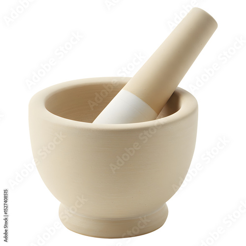 Traditional Mortar and Pestle – Herbal and Culinary Grinding Tool isolated on transparent background