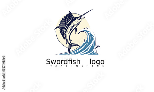 Elegant Marlin Swordfish Logo Vector with Coastal Sport Theme. Ideal for Fishing Apparel Branding, Sea Products Packaging, and Outdoor Adventure Company Identity Design.

