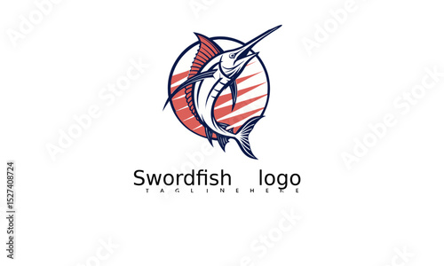 Bold and Artistic Marlin Swordfish Logo Vector Design Ideal for Sea Sports Brand Identity. Unique Ocean Animal Logo Suitable for Fishing Charter and Marine Adventure Products.

