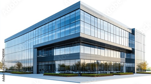 High-resolution PNG image of a modern office building on a transparent background for versatile usage