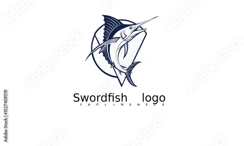 Strong and Majestic Marlin Logo Vector Design for Premium Fishing Business Identity. Swordfish Icon Perfect for Ocean Sport Brands, Tournaments, or Seafood Company Logos. Unique Template.

