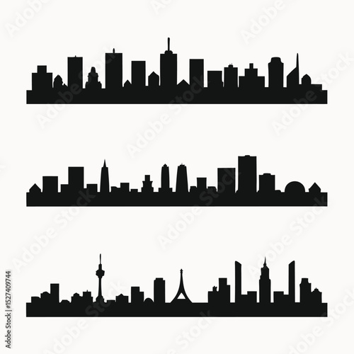 Cityscape Skyline Illustrations Three Unique Urban Horizons
