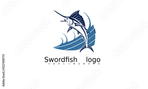 Swordfish Logo Vector with Abstract Marlin Icon. Great Template for Modern Fishing Business, Water Sports Identity, and Coastal Brand Design. Minimal and Bold Vector Artwork Design.

