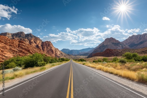 Scenic highway journey on white background