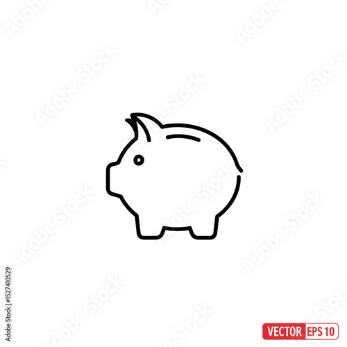 Minimalist Piggy Bank Line Icon Illustration: Savings, Investment, Financial Planning, and Economic Concept Depicted in Clean, Modern Design
