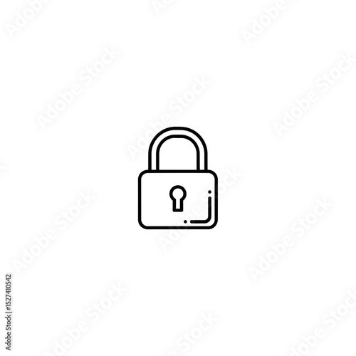 Minimalist Padlock Icon on White Background: Security, Privacy, and Protection Graphic Design Element for Digital and Print Media