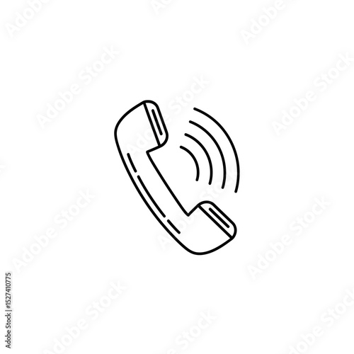 Minimalist Phone Handset Icon with Ringing Signal � Communication, Connection, and Support Vector Illustration for Design and UI
