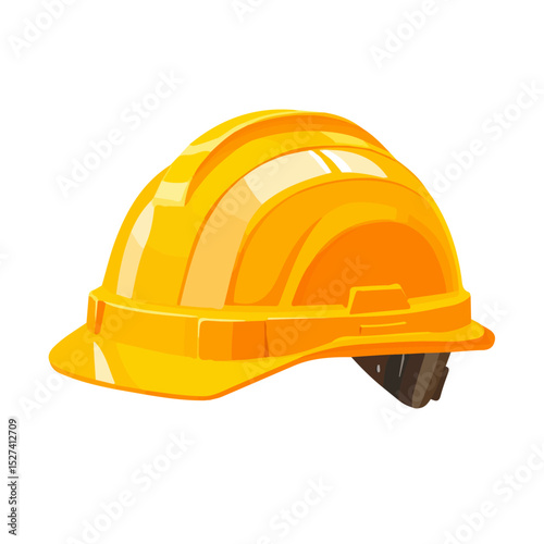 Safety Helmet illustration vector 2D flat, isolated on a white background.