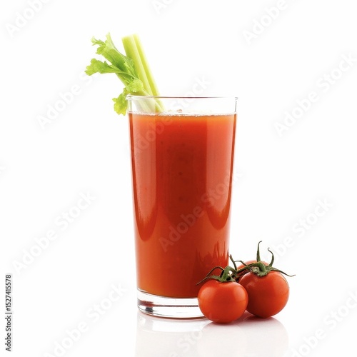 Wallpaper Mural Glass of fresh tomato juice with ripe tomatoes on white background Torontodigital.ca