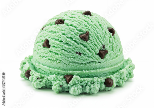 Mint chocolate chip ice cream awaits enjoying its cool refreshing flavors ideal for hot days