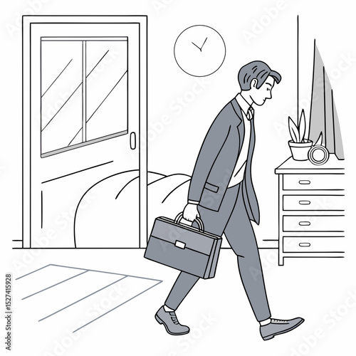 Businessman Leaving Home for Work