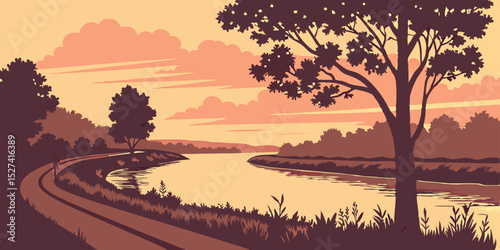 Sunset River Trail Scene