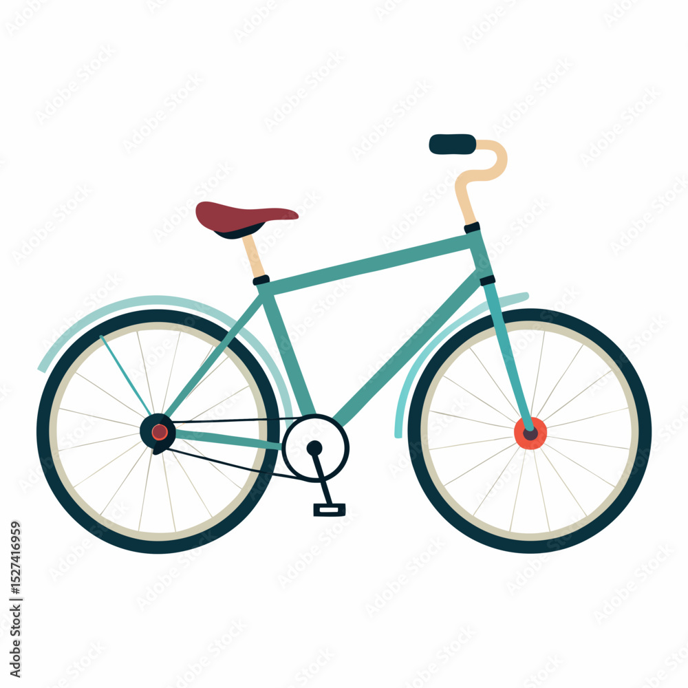 Obraz premium Cute Flat Illustration of a Teal Bicycle