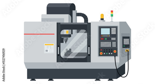 Industrial cnc machine equipment for precision manufacturing in factory settings vector illustration