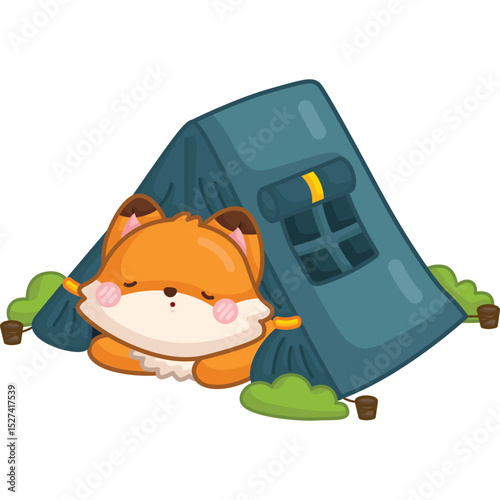 a cute vector of animals camping with a tent in black and white coloring
