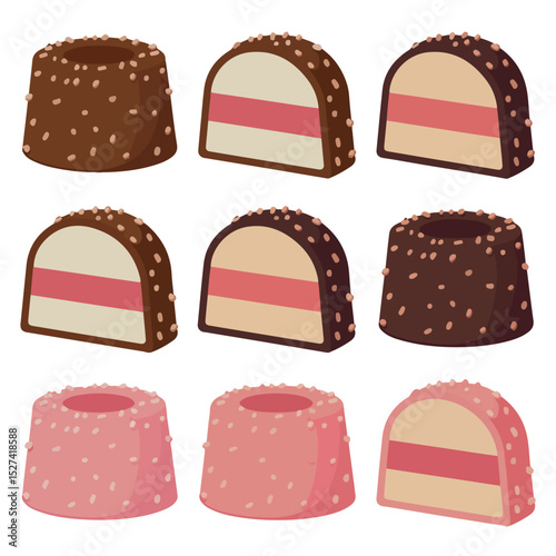 Lamington vector bundle.Lamington vector illustration bundle. Lamington lineart,  clipart,  Lamington black silhouette.  Australian lamington cake illustration bundle, vector  lamington cake vector