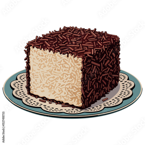 Lamington vector.   Lamington vector illustration. Lamington lineart,  clipart,  Lamington black silhouette.  Australian lamington cake illustration, drawing, vector. lamington cake vector.eps