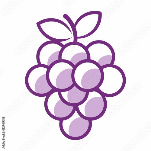 Simple Grapes Outline Icon on White Background for Graphic Design and Creative Projects Representing Fruit Food and Healthy Eating Concepts