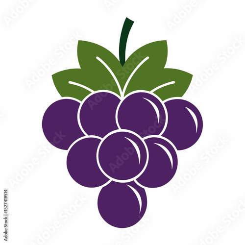 Grapes Silhouette Icon with White Background Single Image Simple Design Suitable for Various Applications Clean and Minimalist Style Modern Grape Illustration