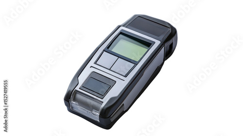 Breathalyzer alcohol tester for on-site safety checks, compact digital device, Transparent background, PNG file