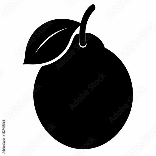Single Guava Silhouette Icon Design in White Background High Resolution Vector Graphic for Digital Use This design features single high resolution