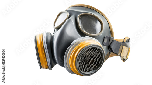 Anti-dust mask with dual filter system, construction-grade respirator, Transparent background, PNG file