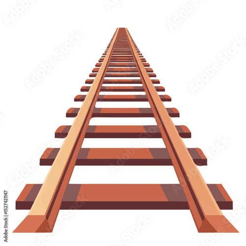 Rail Close Up 2D flat vector illustration, isolated on a white background.