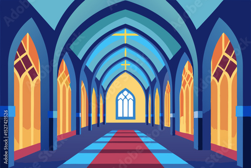 Majestic Gothic Cathedral Interior A Tranquil Architectural Masterpiece