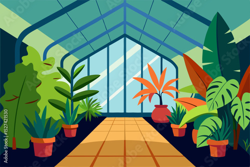 Vibrant Greenhouse A Lush Oasis of Tropical Plants and Flowers