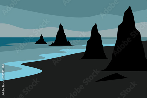 Serene Coastal Cliffs A Minimalist Seascape Illustration