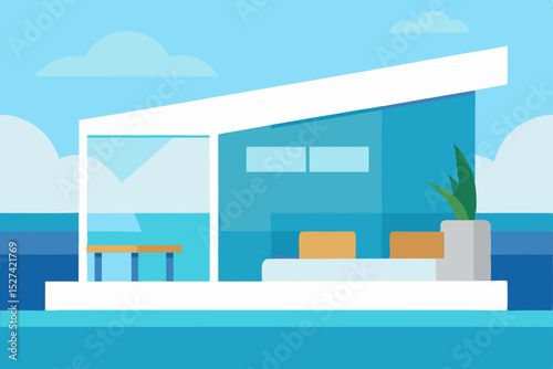 Modern Coastal House Design Architectural Illustration of a Stunning Seaside Home