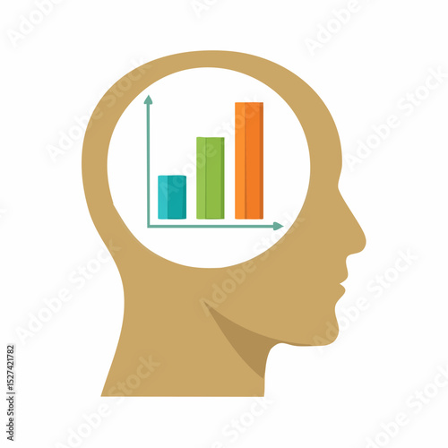 Mindful Insight: A visual representation of strategic thinking. An insightful graphic of a person with a graph and mind symbol, for concept illustration.
